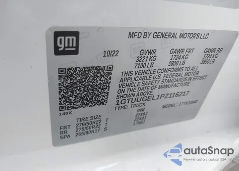 2023 GMC Sierra 1500 4Wd Short Box Denali z USA, uszkodzony, nr VIN 1GTUUGEL1PZ116217